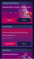 NV Casino Spieloberfläche mit Bonusangeboten und Slots