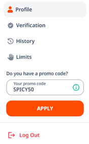 Screenshot of the Nika Casino promo code entry field during the deposit process